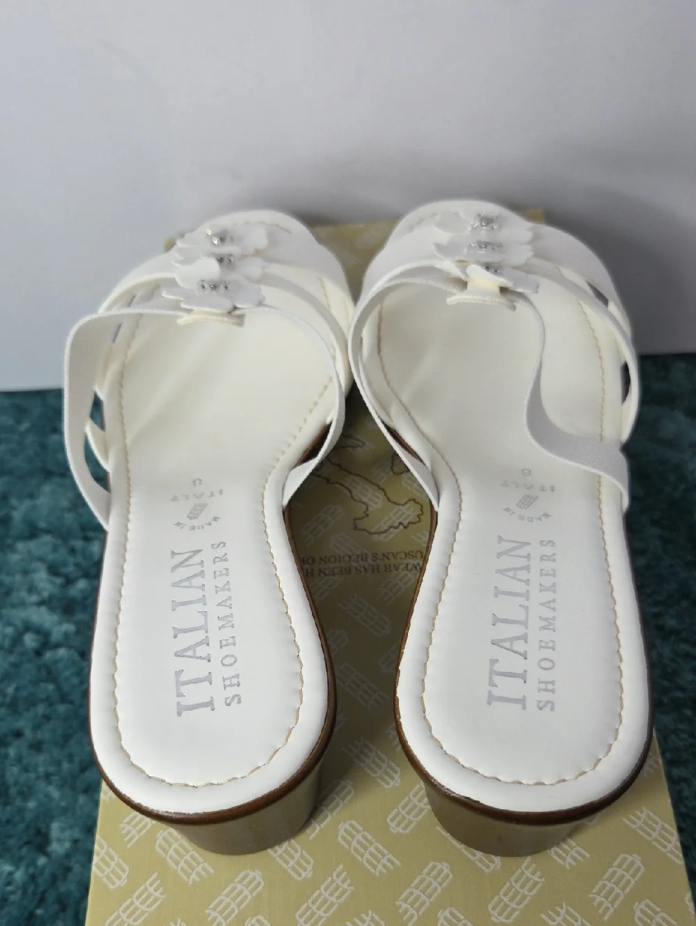Italian Shoemakers Storytime Ivory Floral Wedge Sandals Size 8 Italy - Picture 5 of 8